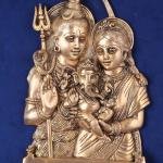 Brass Divine Family Wall Hanging | 11.5" x 7.5" x 1.5" | 2.70 kg | Lord Shiva Parvati Baby Ganesha | Sacred Hindu Art | Auspicious Decor | Jaipurio